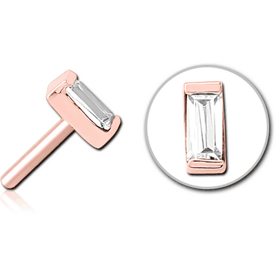 ROSE GOLD PVD COATED SURGICAL STEEL JEWELLED THREADLESS ATTACHMENT - SQUARE