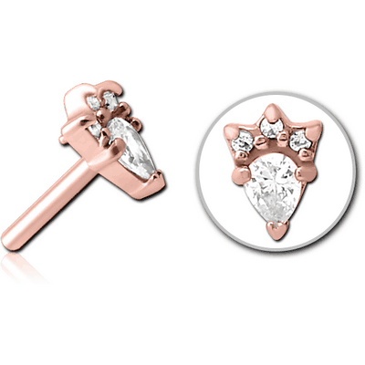 ROSE GOLD PVD COATED SURGICAL STEEL JEWELLED THREADLESS ATTACHMENT - JESTER HAT