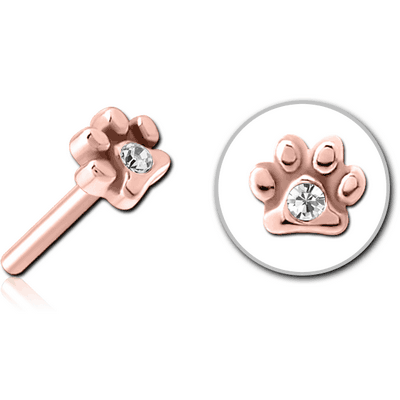 ROSE GOLD PVD COATED SURGICAL STEEL JEWELLED THREADLESS ATTACHMENT - ANIMAL PAW CENTER GEM