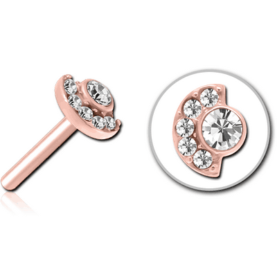 ROSE GOLD PVD COATED SURGICAL STEEL JEWELLED THREADLESS ATTACHMENT - MOON AND STARS