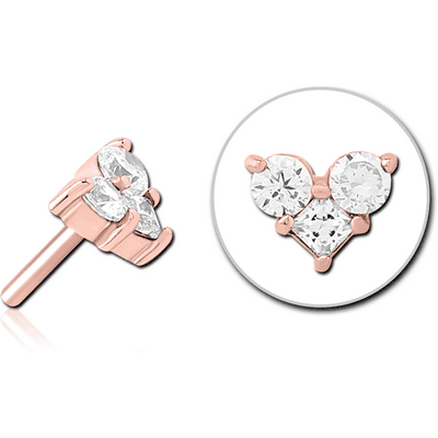 ROSE GOLD PVD COATED SURGICAL STEEL JEWELLED THREADLESS ATTACHMENT