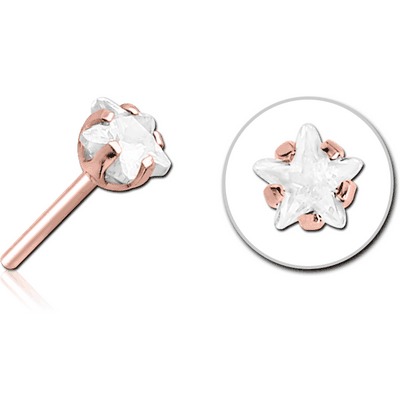 ROSE GOLD PVD COATED SURGICAL STEEL JEWELLED THREADLESS ATTACHMENT - STAR