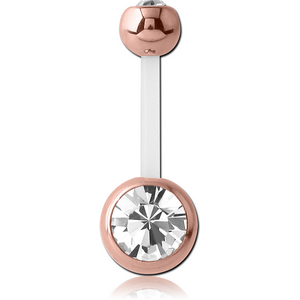 PTFE DOUBLE JEWELLED ROSE GOLD PVD COATED NAVEL BANANA