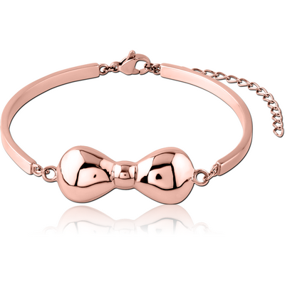 ROSE GOLD PVD COATED SURGICAL STEEL BANGLE WITH FLOATING ATTACHMENT - BOW