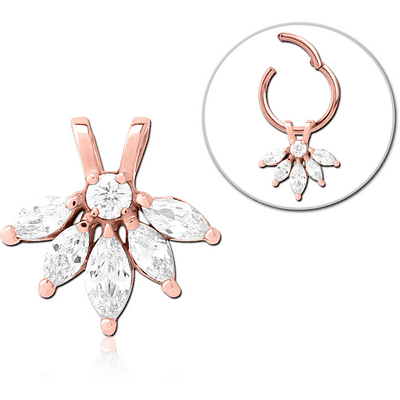 ROSE GOLD PVD COATED SURGICAL STEEL SLIDING JEWELLED CHARM FOR HINGED SEGMENT RING