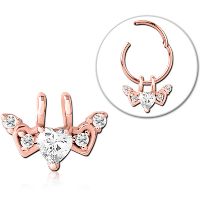 ROSE GOLD PVD COATED SURGICAL STEEL SLIDING JEWELLED CHARM FOR HINGED SEGMENT RING