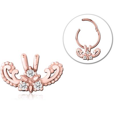 ROSE GOLD PVD COATED SURGICAL STEEL SLIDING JEWELLED CHARM FOR HINGED SEGMENT RING