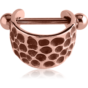 ROSE GOLD PVD COATED SURGICAL STEEL CARTILAGE SHIELD - HAMMERED TEXTURE