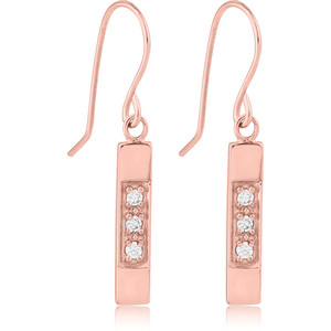 ROSE GOLD PVD COATED SURGICAL STEEL JEWELLED EARRINGS - RHOMBUS