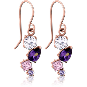 ROSE GOLD PVD COATED SURGICAL STEEL JEWELLED EARRINGS