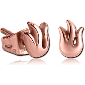 ROSE GOLD PVD COATED SURGICAL STEEL EAR STUDS PAIR - FLAME