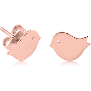 ROSE GOLD PVD COATED SURGICAL STEEL EAR STUDS PAIR - CHICK