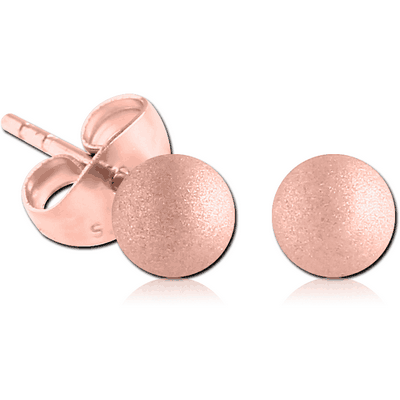 ROSE GOLD PVD COATED SURGICAL STEEL EAR STUDS PAIR - SANDBLAST BALL 3MM