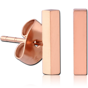 ROSE GOLD PVD COATED SURGICAL STEEL EAR STUDS PAIR - BAR