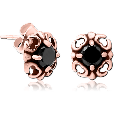 ROSE GOLD PVD COATED SURGICAL STEEL JEWELLED EAR STUDS