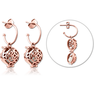 ROSE GOLD PVD COATED SURGICAL STEEL EAR STUDS PAIR - BALL LOCKET