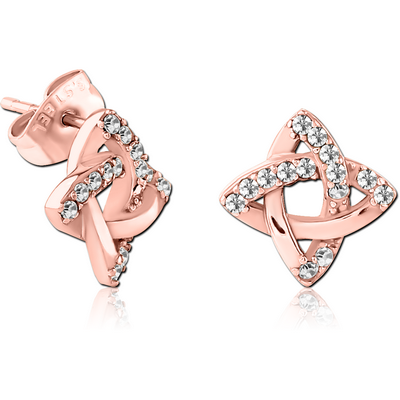 ROSE GOLD PVD COATED SURGICAL STEEL JEWELLED EAR STUDS PAIR