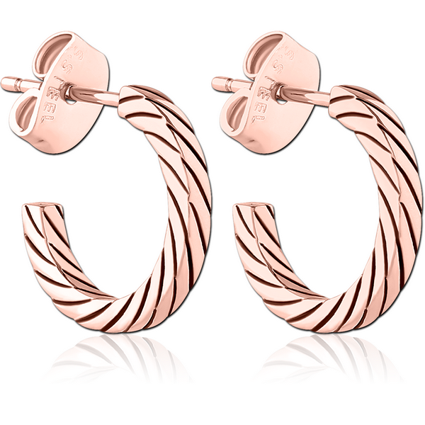 ROSE GOLD PVD COATED SURGICAL STEEL EAR STUDS PAIR