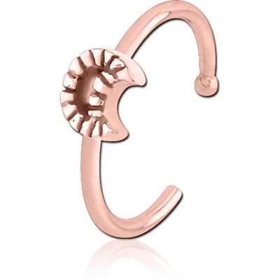 ROSE GOLD PVD COATED SURGICAL STEEL OPEN NOSE RING - CRESCENT