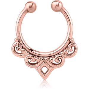 ROSE GOLD PVD COATED SURGICAL STEEL FAKE SEPTUM RING - FILIGREE