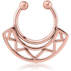 ROSE GOLD PVD COATED SURGICAL STEEL FAKE SEPTUM RING - ZIGZAG