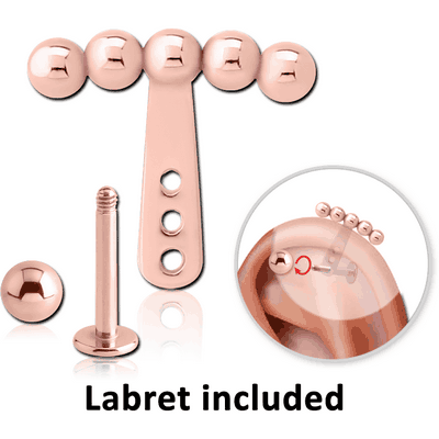 ROSE GOLD PVD COATED SURGICAL STEEL HELIX WRAP AND MICRO LABRET