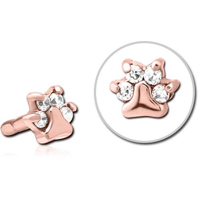 ROSE GOLD PVD COATED SURGICAL STEEL JEWELLED PUSH FIT ATTACHMENT FOR BIOFLEX INTERNAL LABRET - ANIMAL PAW