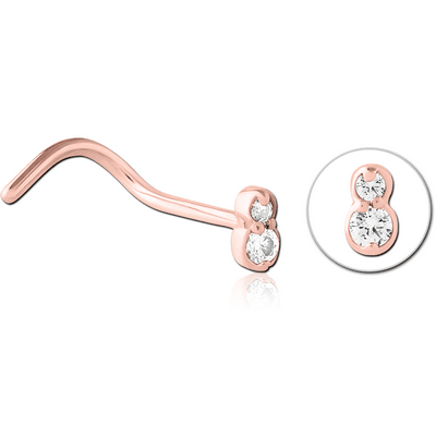 ROSE GOLD PVD COATED SURGICAL STEEL JEWELLED NOSE STUDS