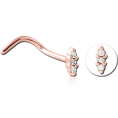 ROSE GOLD PVD COATED SURGICAL STEEL JEWELLED NOSE STUDS