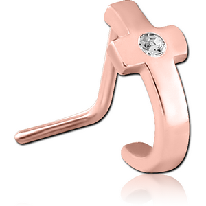 ROSE GOLD PVD COATED SURGICAL STEEL 90 DEGREE JEWELLED WRAP AROUND NOSE STUD