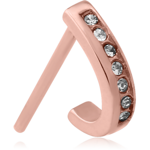 ROSE GOLD PVD COATED SURGICAL STEEL STRAIGHT JEWELLED WRAP AROUND NOSE STUD