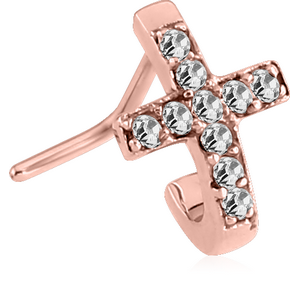 ROSE GOLD PVD COATED SURGICAL STEEL 90 DEGREE JEWELLED WRAP AROUND NOSE STUD