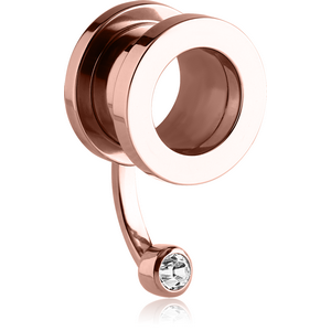 ROSE GOLD PVD COATED STAINLESS STEEL JEWELLED THREADED TUNNEL