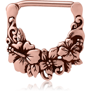 ROSE GOLD PVD COATED SURGICAL STEEL NIPPLE CLICKER - FLOWERS