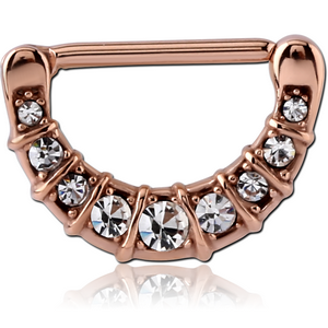 ROSE GOLD PVD COATED SURGICAL STEEL JEWELLED NIPPLE CLICKER - FILIGREE