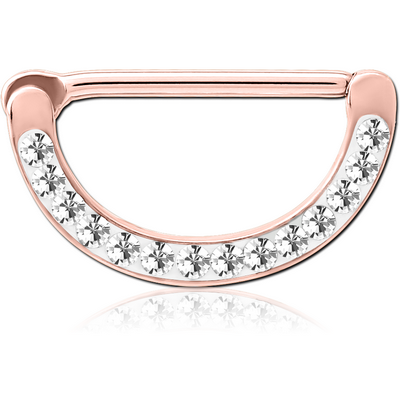 ROSE GOLD PVD COATED SURGICAL STEEL CRYSTALINE JEWELLED NIPPLE CLICKER