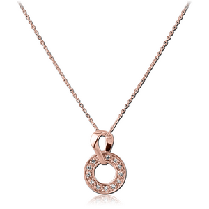 ROSE GOLD PVD COATED SURGICAL STEEL JEWELLED NECKLACE WITH PENDANT