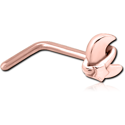 ROSE GOLD PVD COATED SURGICAL STEEL 90 DEGREE NOSE STUD