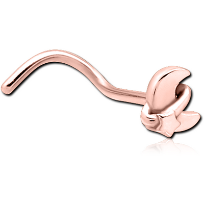 ROSE GOLD PVD COATED SURGICAL STEEL CURVED NOSE STUD