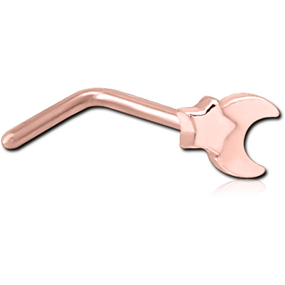 ROSE GOLD PVD COATED SURGICAL STEEL 90 DEGREE NOSE STUD