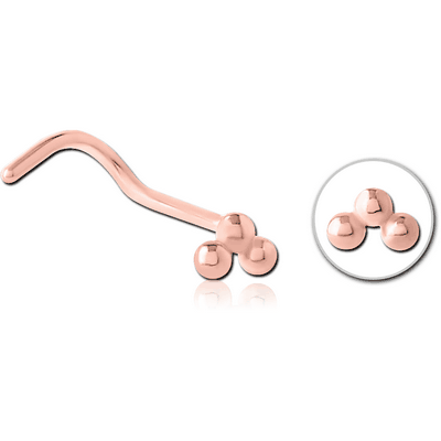 ROSE GOLD PVD COATED SURGICAL STEEL CURVED NOSE STUD