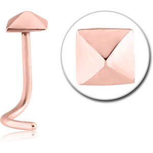 ROSE GOLD PVD COATED SURGICAL STEEL CURVED NOSE STUD - PYRAMID