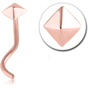 ROSE GOLD PVD COATED SURGICAL STEEL CURVED NOSE STUD - PYRAMID