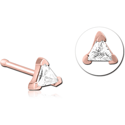 ROSE GOLD PVD COATED SURGICAL STEEL JEWELLED NOSE BONE - TRIANGLE