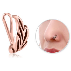 ROSE GOLD PVD COATED SURGICAL STEEL NOSE CLIP - LEAF