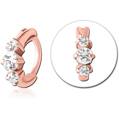 ROSE GOLD PVD COATED SURGICAL STEEL JEWELLED NOSE RING CLICKER