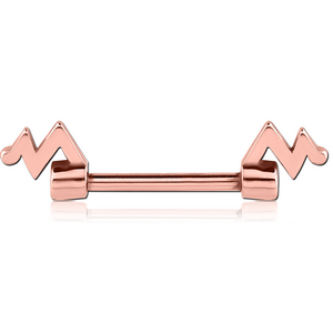 ROSE GOLD PVD COATED SURGICAL STEEL NIPPLE BAR - PULSE