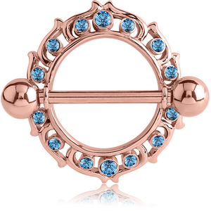 ROSE GOLD PVD COATED SURGICAL STEEL JEWELLED NIPPLE SHIELD - FLAMES