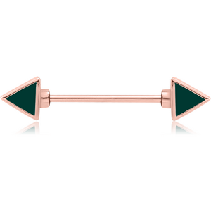 ROSE GOLD PVD COATED SURGICAL STEEL NIPPLE BAR WITH ENAMEL - TRIANGLES