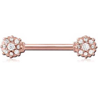 ROSE GOLD PVD COATED SURGICAL STEEL JEWELLED NIPPLE BAR